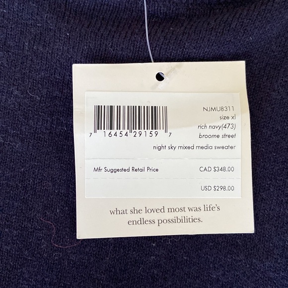 Kate spade ♠️ Night sky mixed media long sleeve sweater in icy Navy - Picture 6 of 14